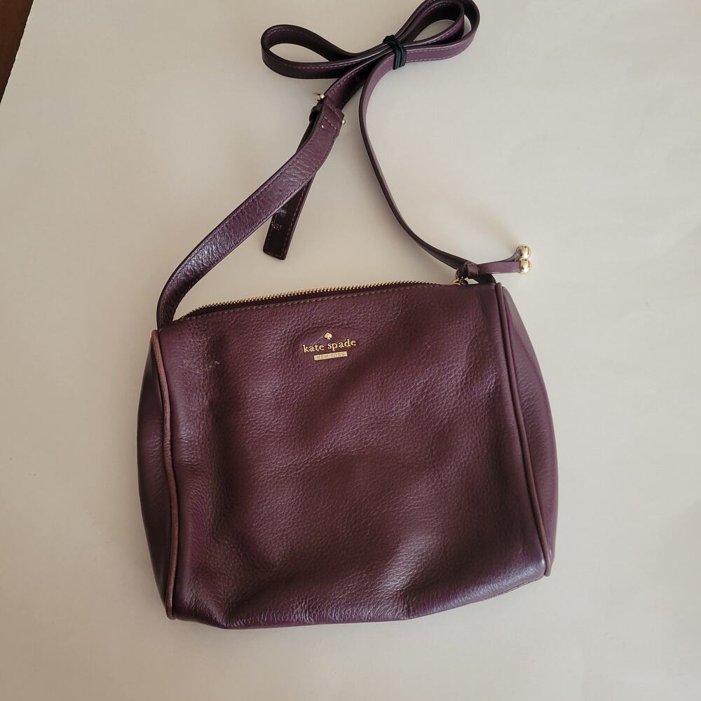 Kate Spade New York Leather Purple Shoulder Crossbody Purse Women Bag